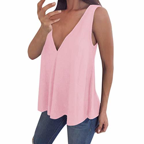 Moda VEMOW Cami Tops Camiseta con Cuello en V para Mujer Camiseta sin