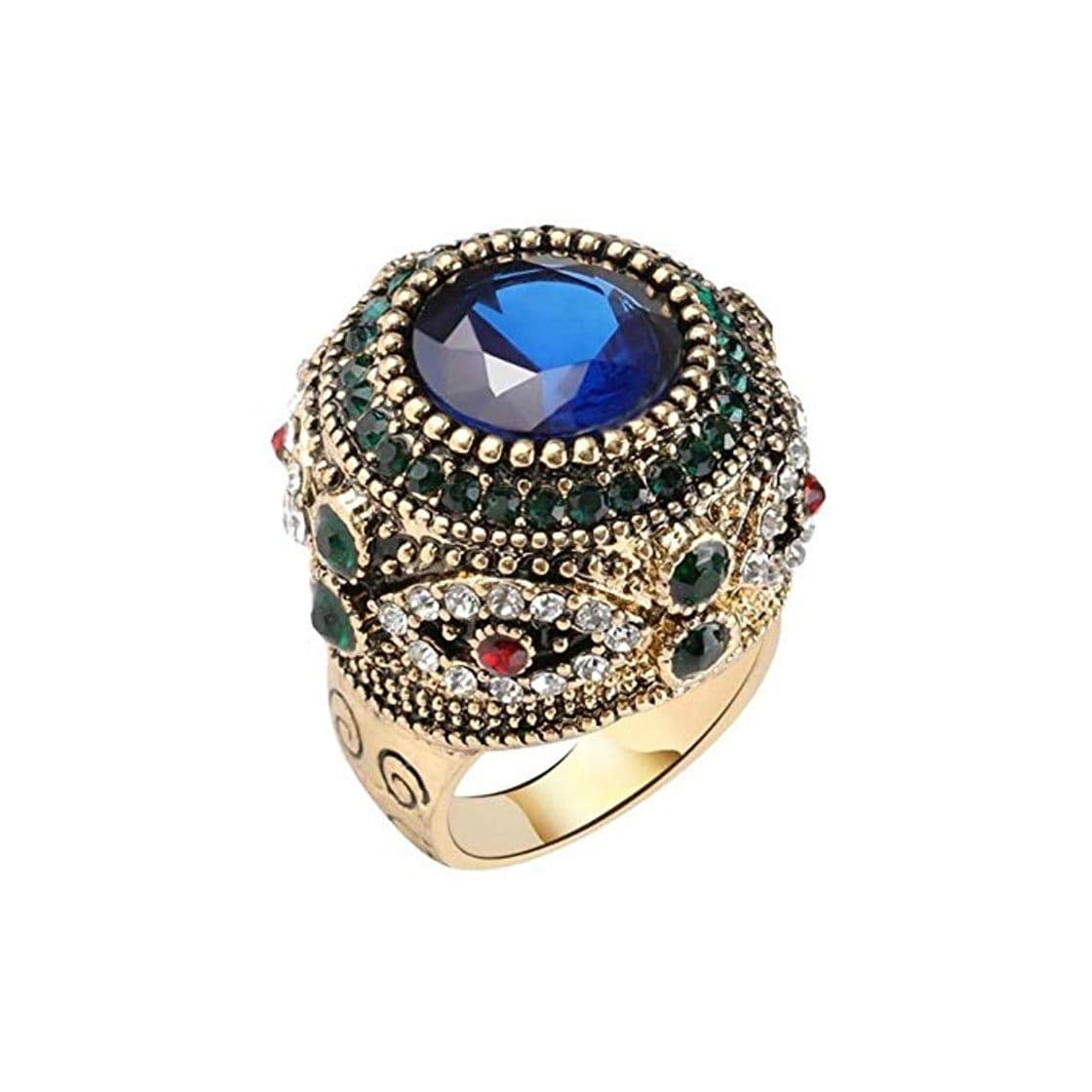 Product UIOXAIE Broche Anillos turcos de Resina Azul Grande Aniversario Joyas Oro Antiguo Vintage Aneis Ouro Cristal Anillos para Hombres Amor Hombre Anillos de Dedo en Joyas y Accesorios