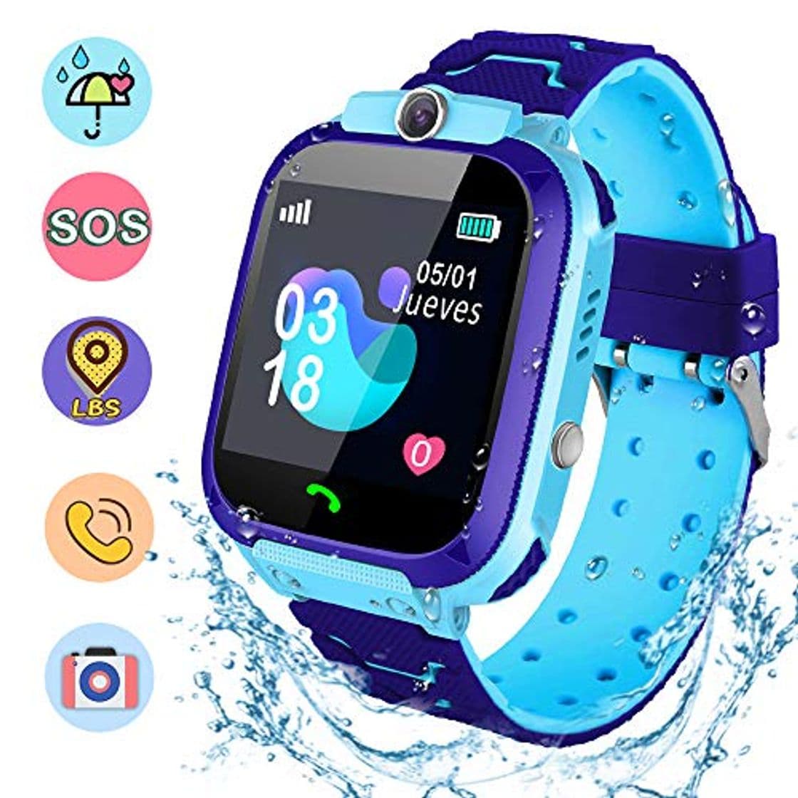 Electronic NAIXUES Smartwatch Niños, Reloj Inteligente Niño IP67, LBS, Hacer Llamada, Chat de