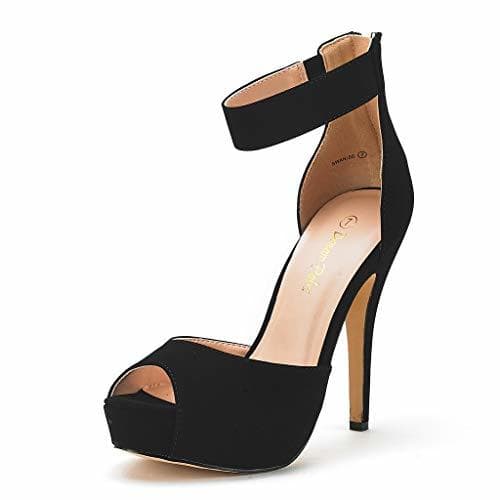 Product DREAM PAIRS Swan-05 Zapatos de Tacon Alto Vestir para Mujer Negro Nubuck