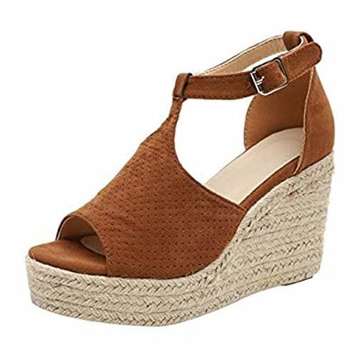 Product Sandalias Mujer de Tacón Cuñas Peep Toe Verano Zapatillas de Playa Plataforma