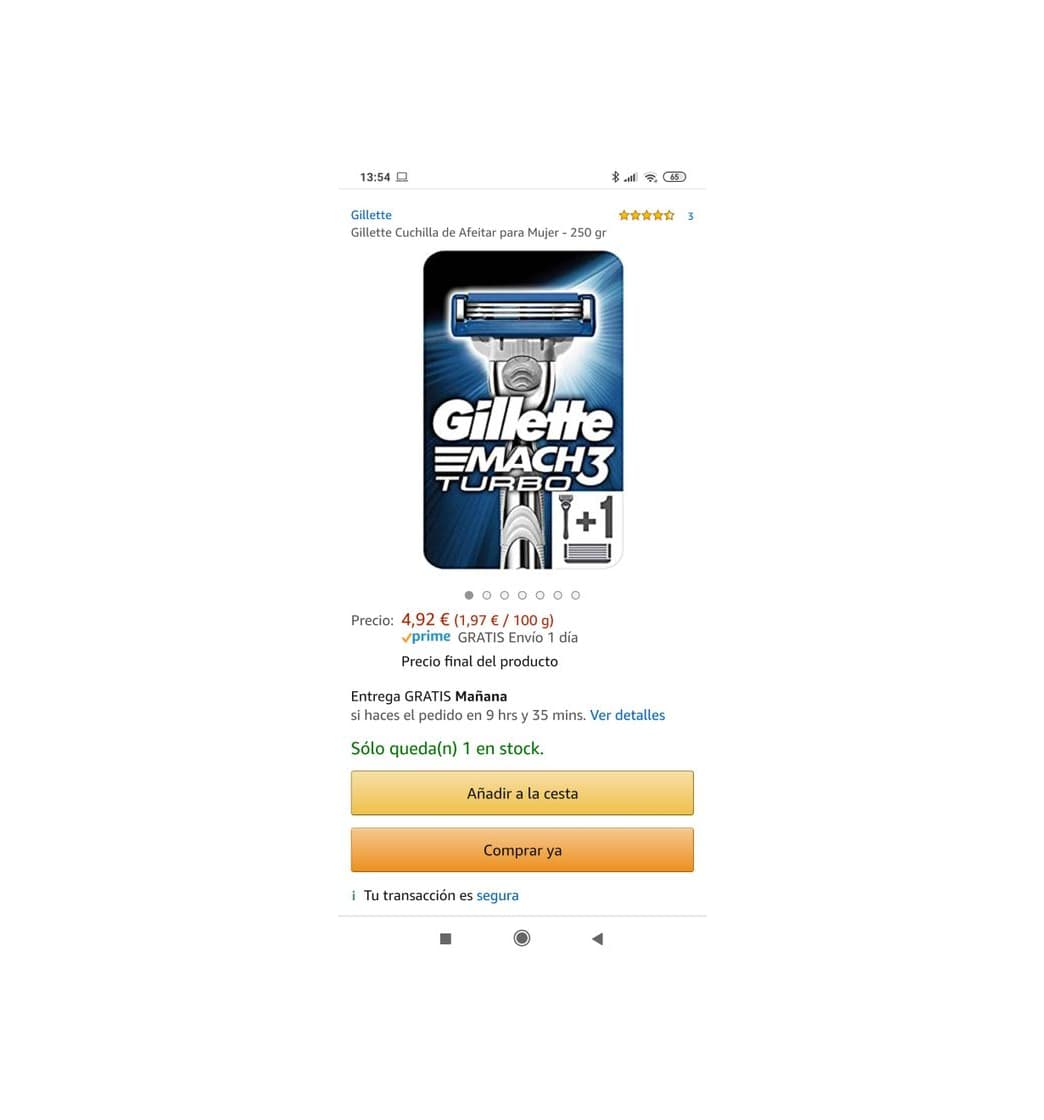 Product Maquinilla de afeitar Gillette mach3 turbo