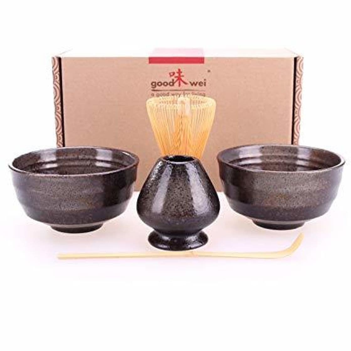 Home Goodwei japonés Juego de té Matcha Duo con Dos Cuencos de té