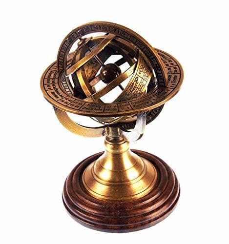 Product Ares India 5 Nautical Brass Armillary Sphere World Globe Rosewood Base Table