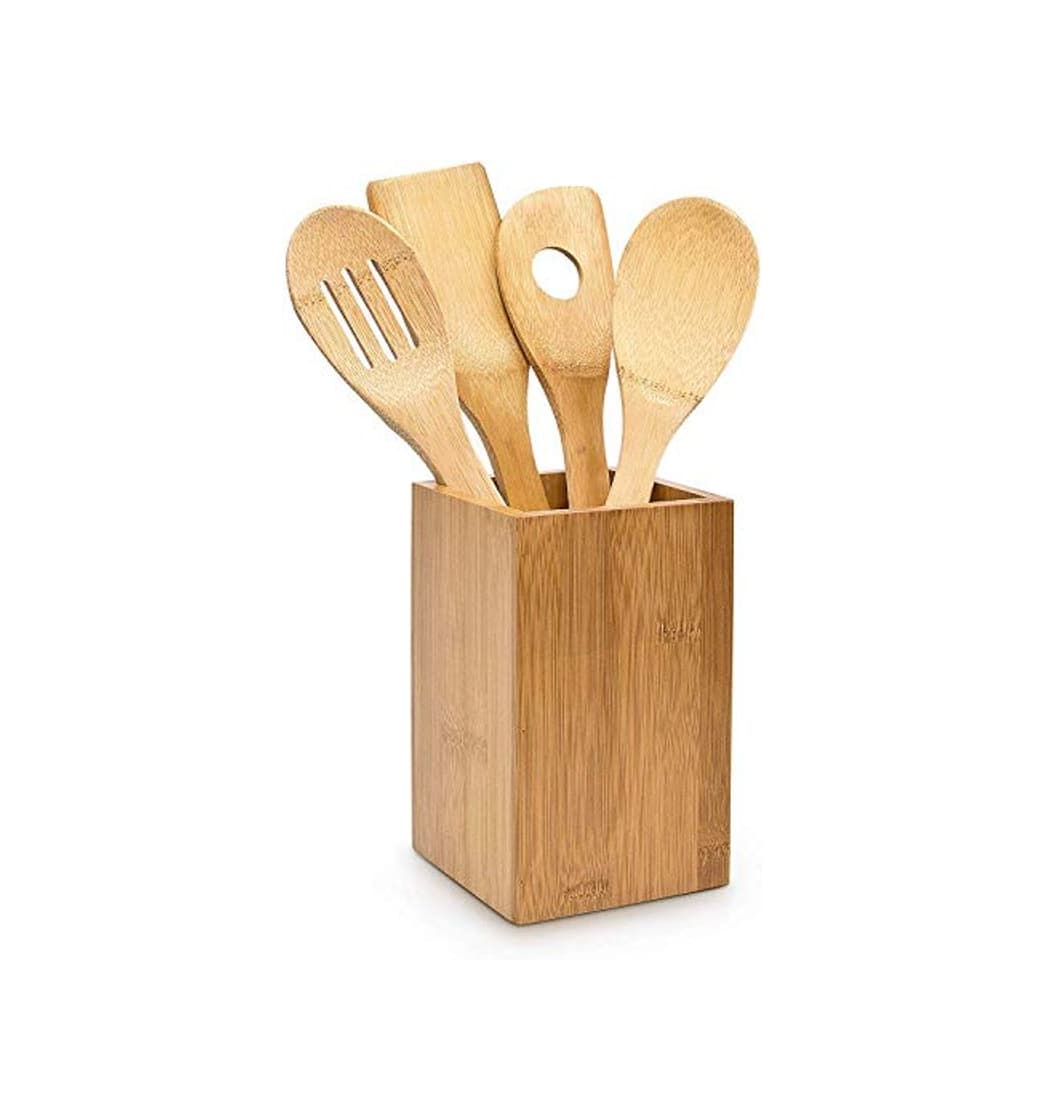 Product Relaxdays 10014471 - Set de 4 cucharas de cocina y soporte