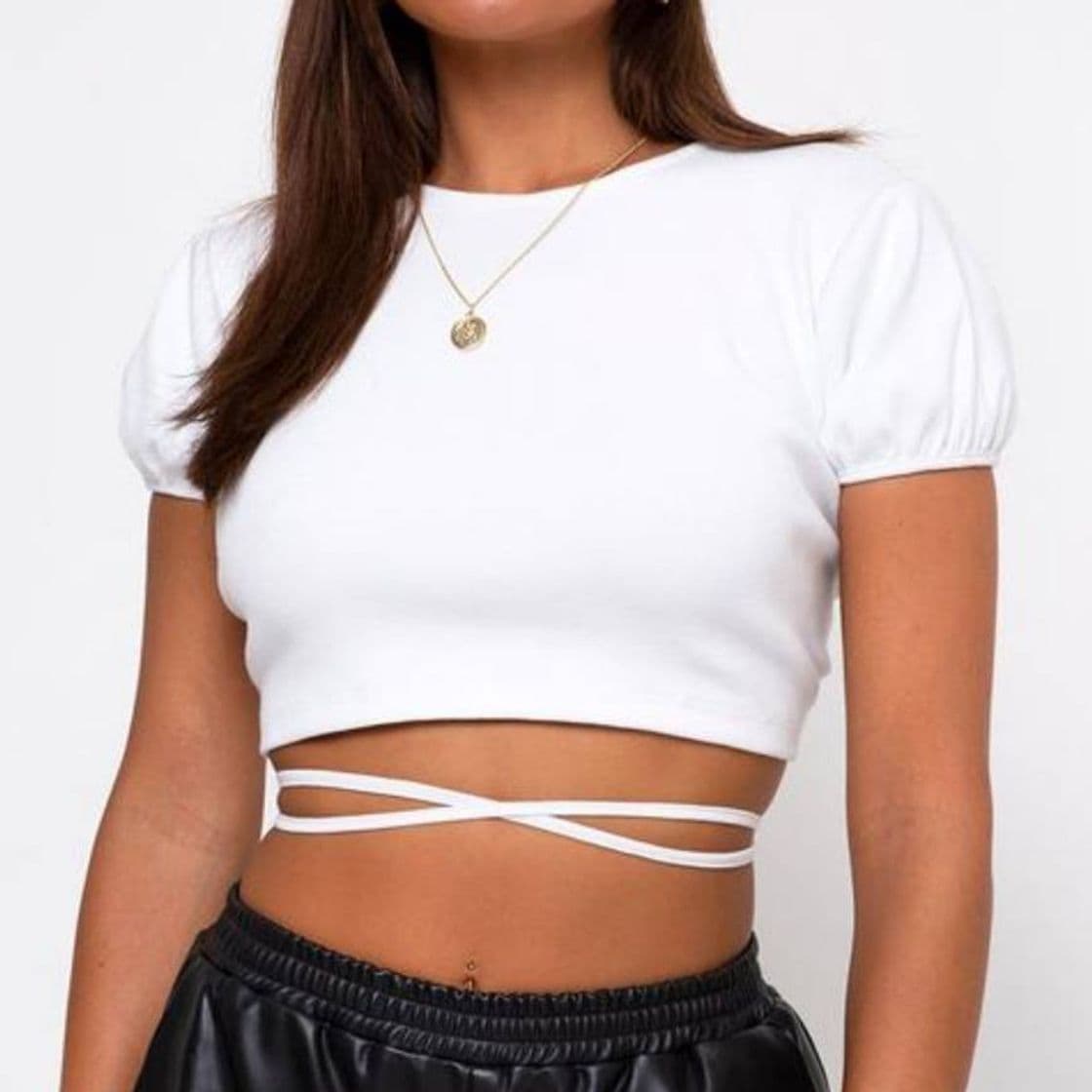 Moda TASYA CROP TOP IN RIB WHITE