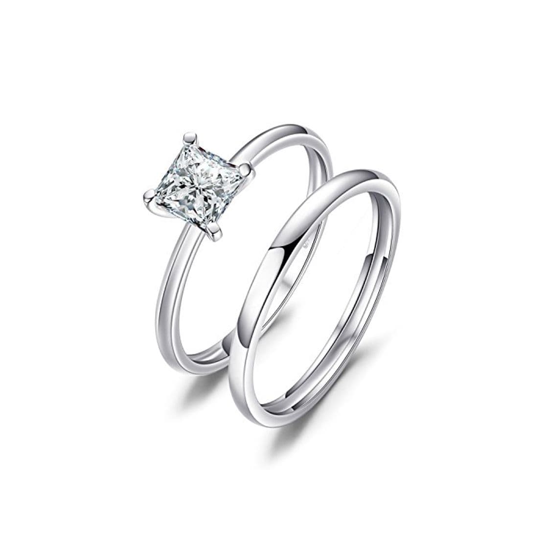 Producto JewelryPalace Anillos de Compromiso Solitario Alianzas de boda Para mujeres Promesa Aniversario Conjuntos de novia Princesa Zirconia cúbica Plata de ley 925 Tamaño 11