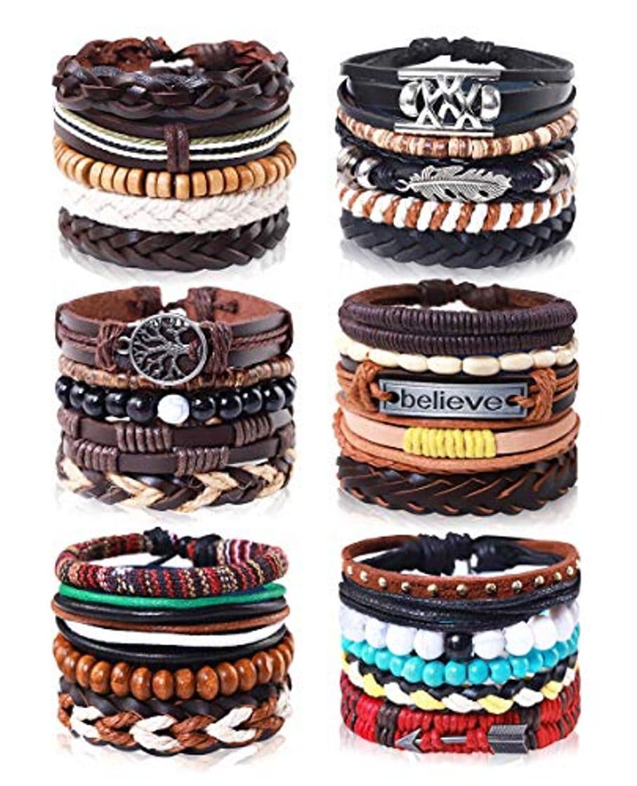 Producto 29 Piezas Cuero Pulseras Árbol de la Vida para Hombres Mujer Trenzado