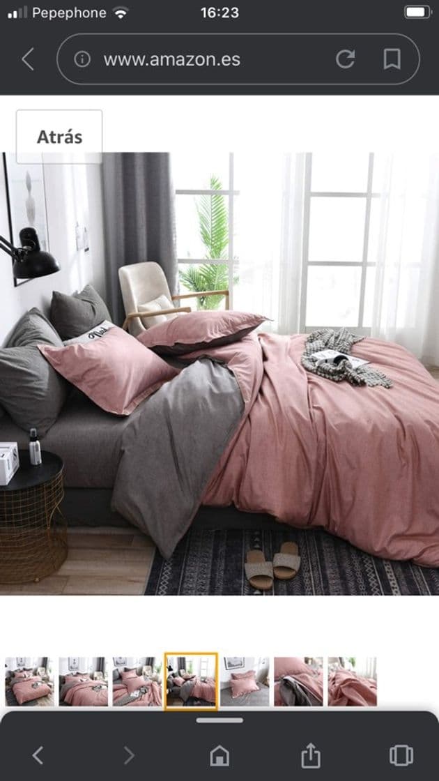 Producto Juego de topa de cama gris y rosa👌🥰