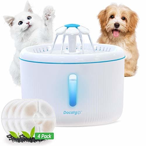 Product Docatgo Fuente de Agua para Mascotas con 4 Filtros de Carbón Bebederos