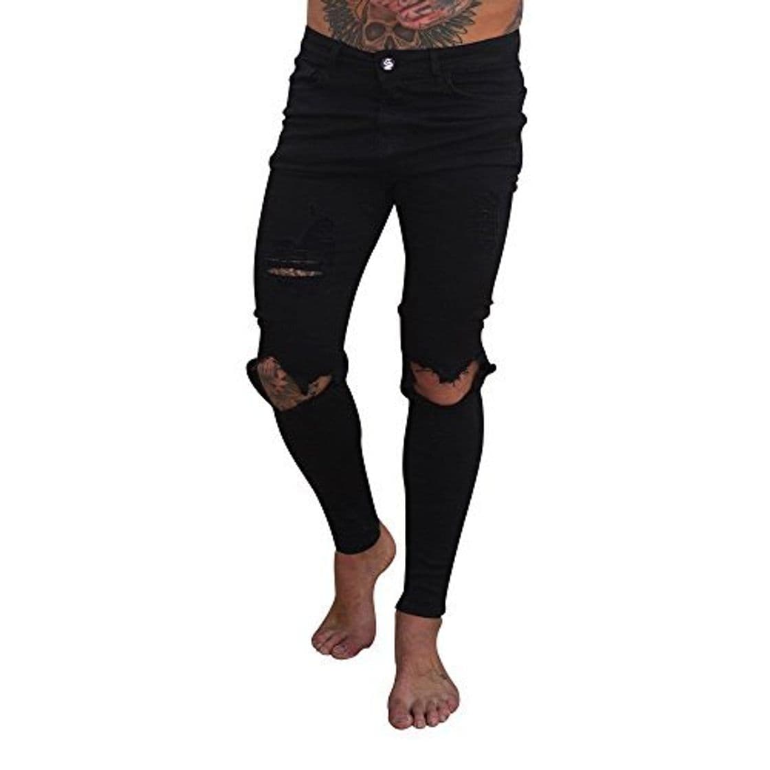 Moda Gusspower Pantalones Vaqueros Hombres Rotos Pitillo Slim Fit Skinny Pantalones Casuales Elasticos