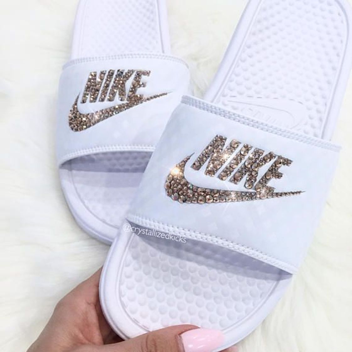 Moda Swarovski Women's Nike Benassi Slides Made with SWAROVSKI ...