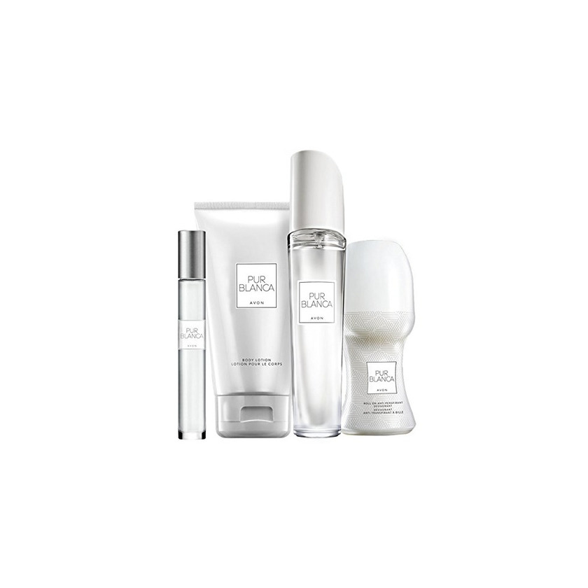 Producto Avon Pur blanca Parfum Set 4 Piezas Eau de Parfum Spray/Body Lotion/Deo Roller/Parfum