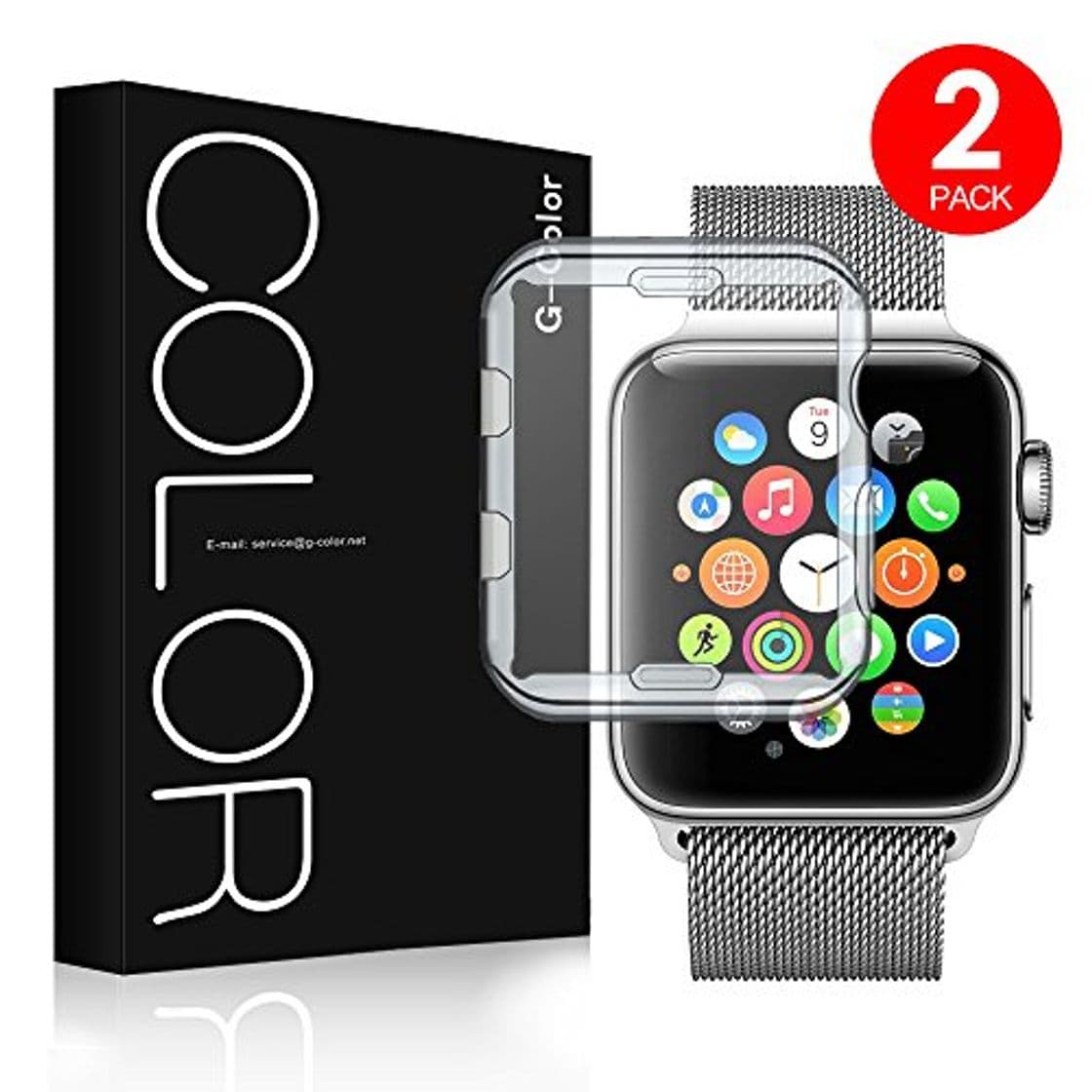 Producto G-Color Apple Watch 42mm Funda/Protector de Pantalla, [2 Unidades], Ultra Transparente, TPU,