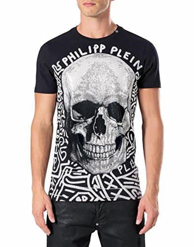 Producto Philipp Plein - Camiseta de cuello redondo con texto en inglés "SS