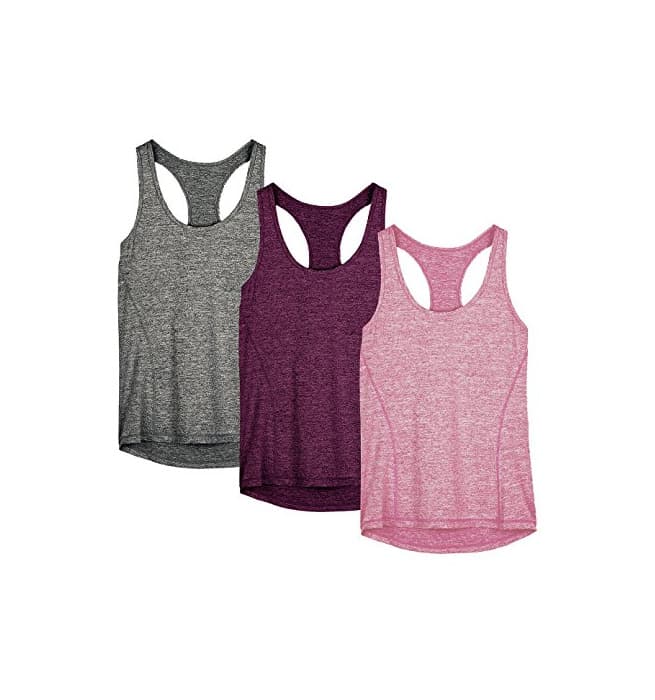 Producto icyzone Camiseta de Fitness Deportiva de Tirantes para Mujer, Pack de 3