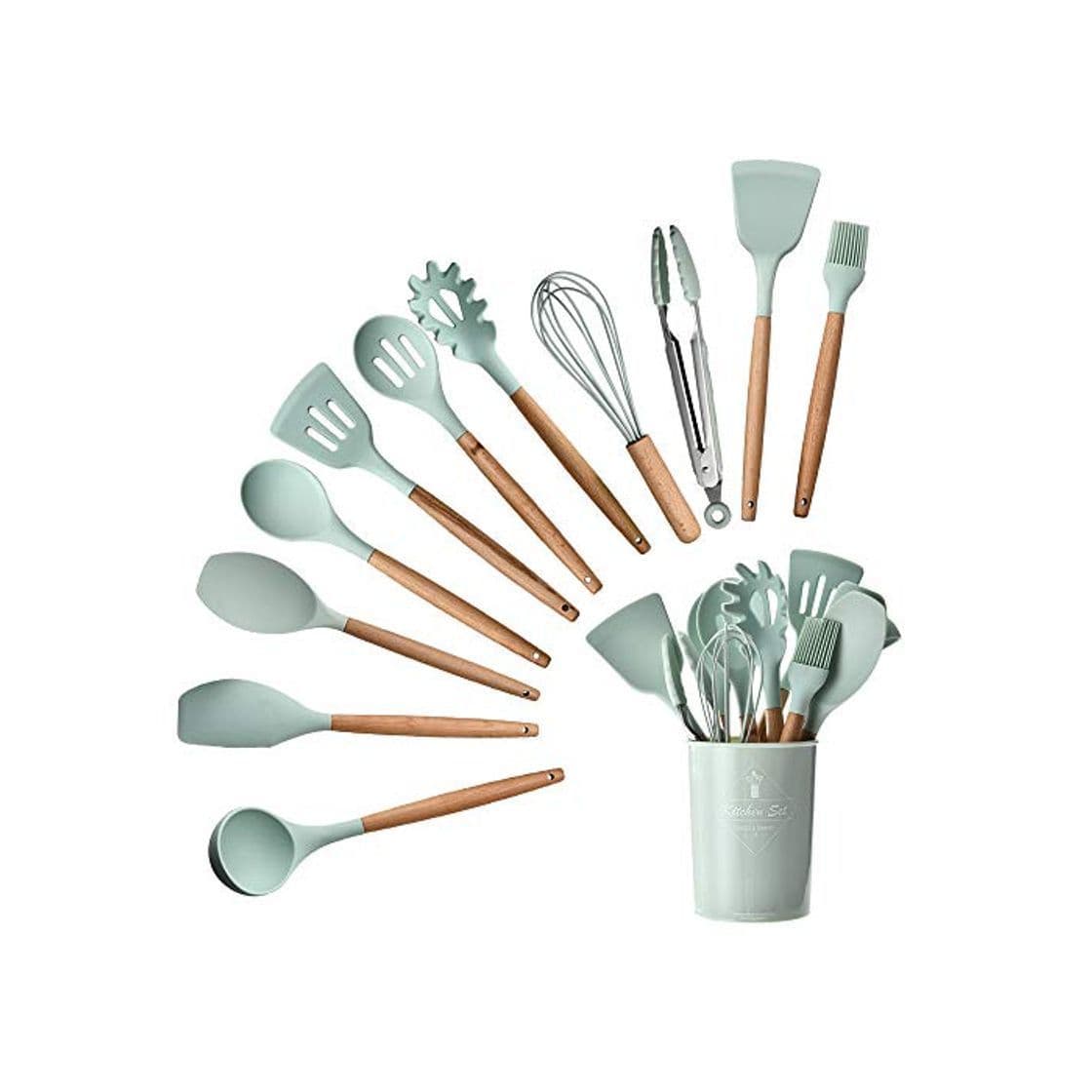 Producto HENSHOW Utensilios de Cocina Silicona, 12 Piezas Juego de Utensilios de Cocina