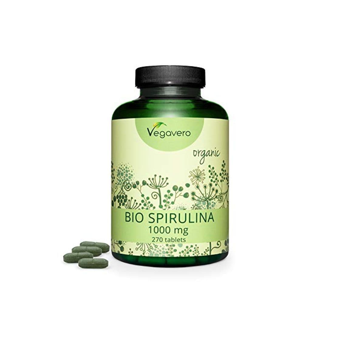 Beauty Spirulina Orgánica Vegavero® | La Dosis Más Alta: 1000 mg/Comprimido | Sin