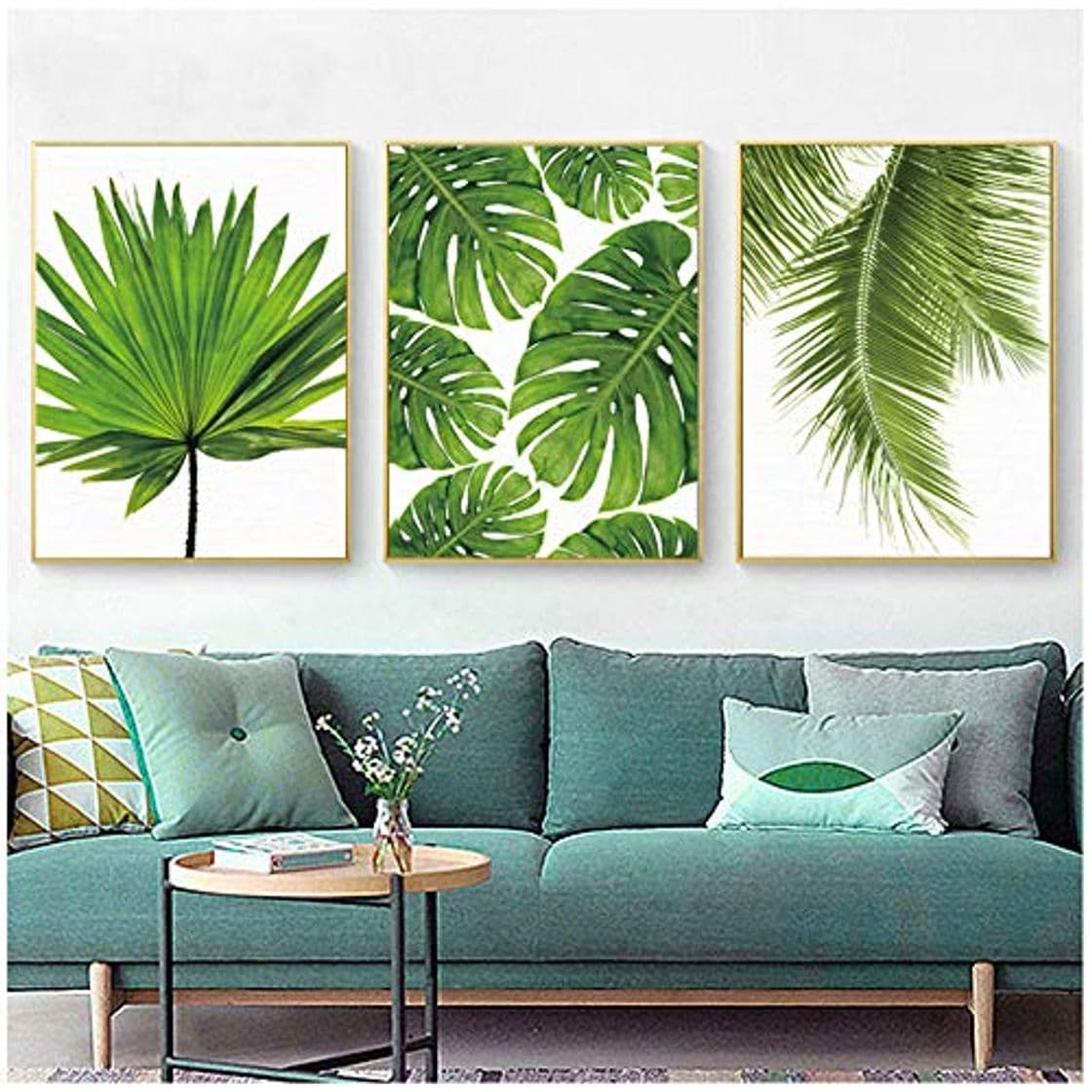 Product ZHANGSHAIFFBH Pintura sobre Lienzo Hoja de plátano Tropical Hojas de Palmera Frescas Planta Verde nórdica Cartel Verde Imagen de la Pared Decoración de la habitación 60x80cm Sin Marco