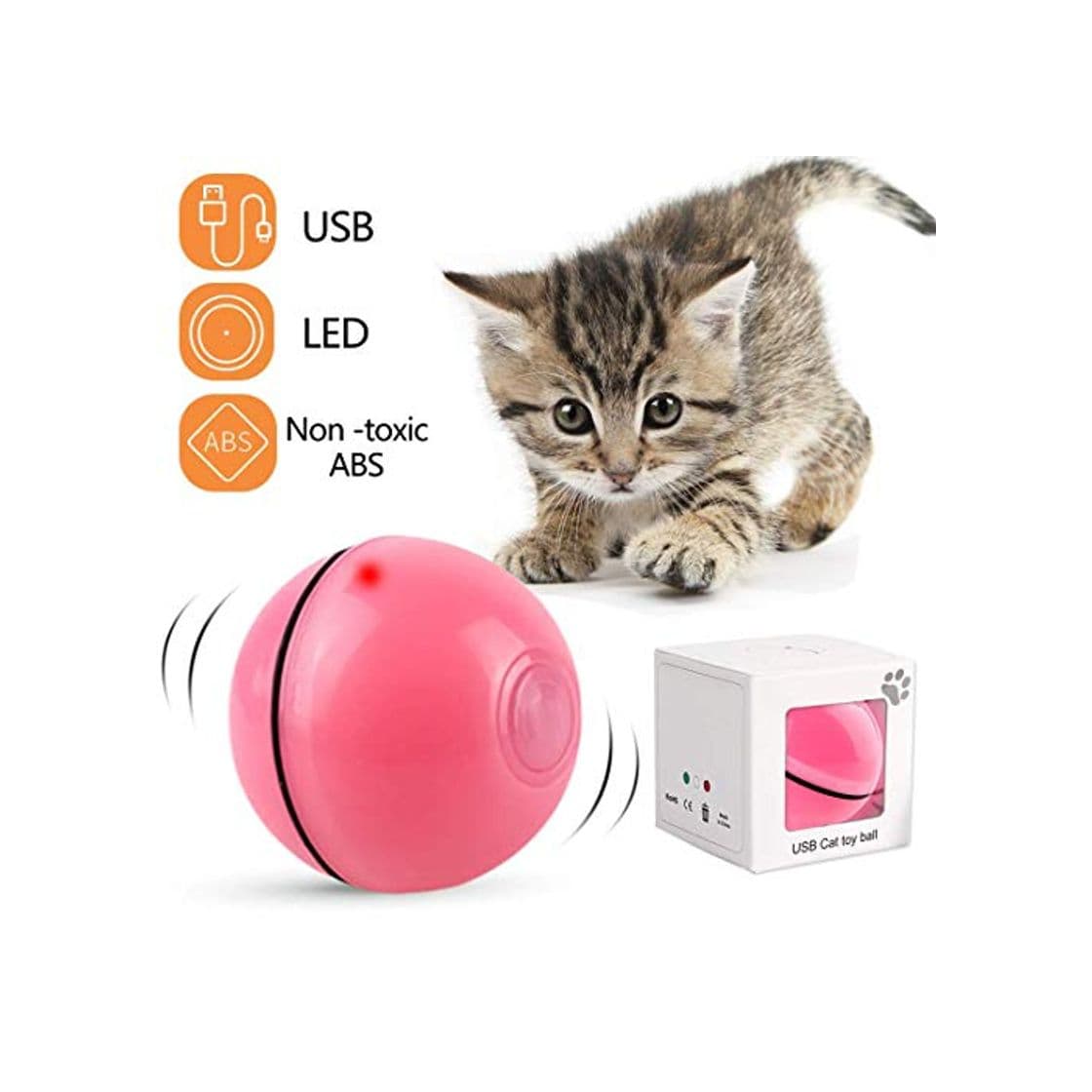 Product DIWUJI Bola de Gato, Juguetes para Gatos Pelotas, Carga USB Bola Giratoria