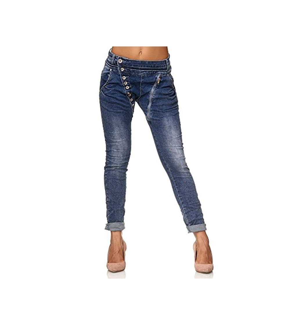 Producto Elara Jeans para Mujer Boyfriend Baggy Botones Chunkyrayan Azul Oscuro C613MK