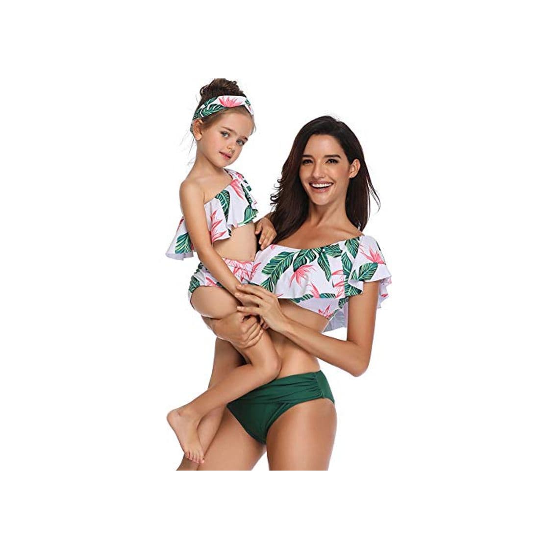 Fashion FeelinGirl Madre e Hija Bikini de 2 Piezas Volantes Estampado Floral Bañador