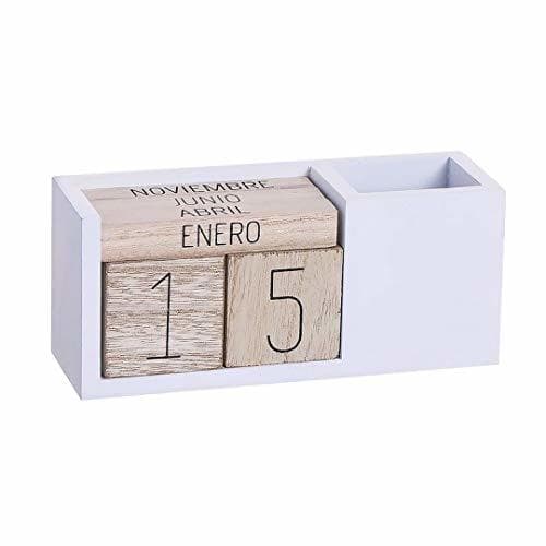 Producto Calendario madera vintage con lapicero natural blanco 18