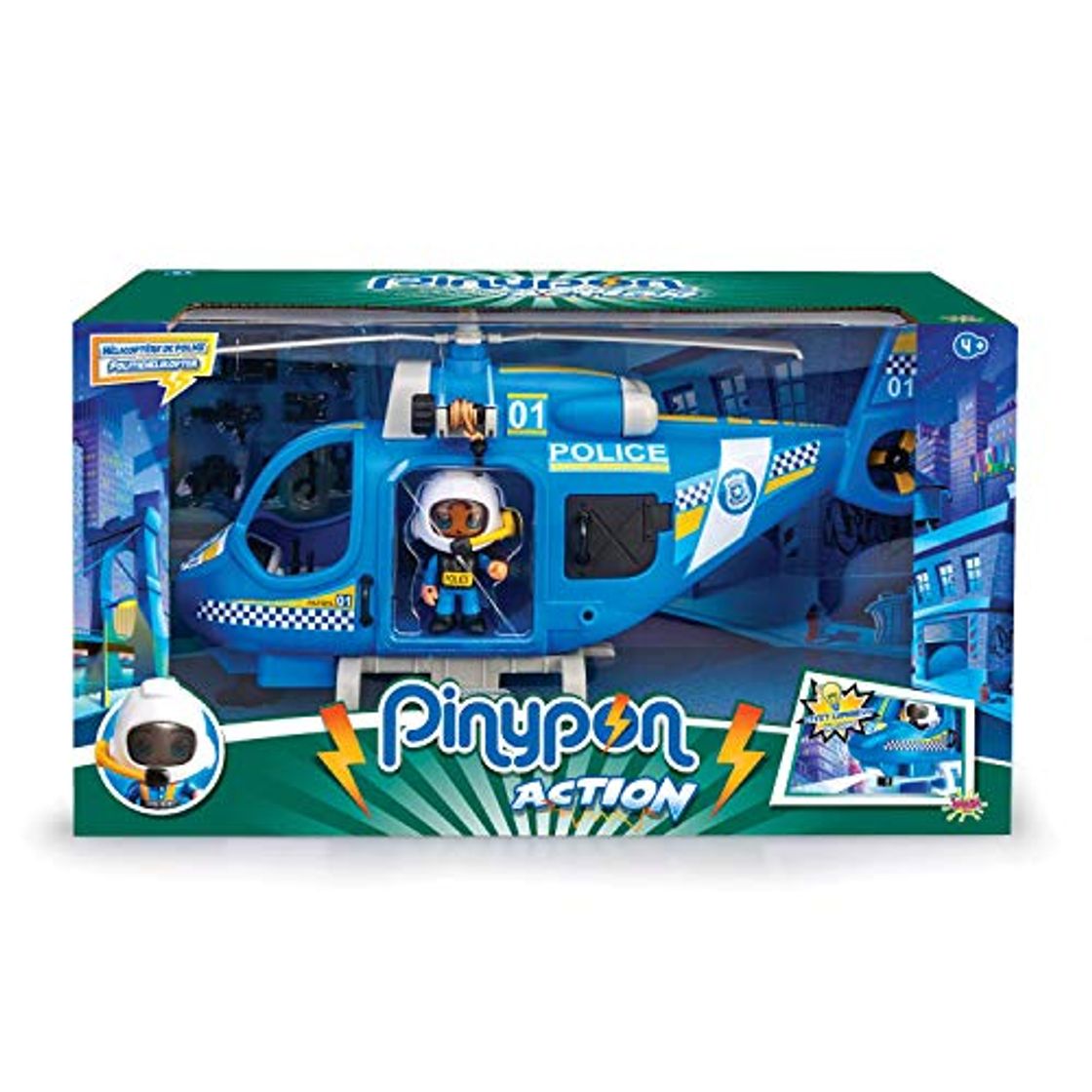 Product Pinypon Action - Helicóptero de policía con 1 Figura y Accesorios, para