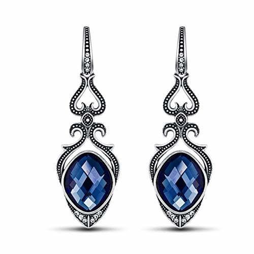 Product Elegante Simplicidad Aretes Pendientes de Gota de Cristal Azul Vintage para Mujeres