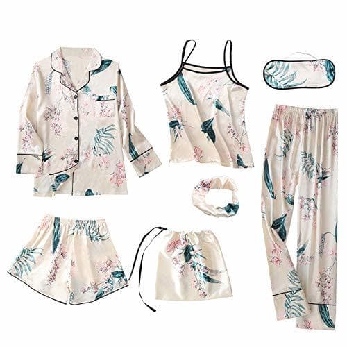 Product Pijama Mujer Ropa De Dormir 7Pcs Conjunto Camisa, Camisola, Pantalón Largo, Pantalón