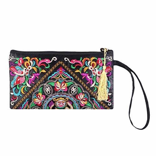 Product Tinksky Vintage Mujer étnica Monedero Cartera Bolsa Mariposa Flor teléfono