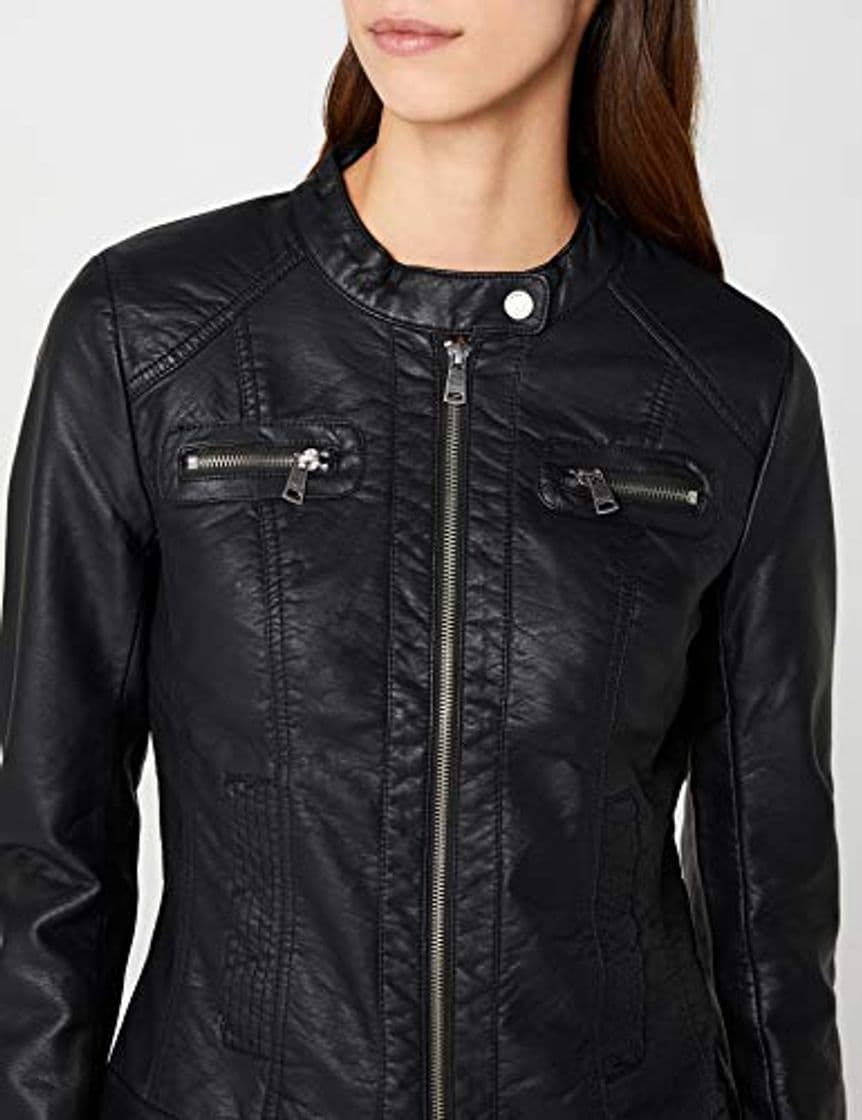 Fashion Only Bandit PU Biker Chaqueta, Negro