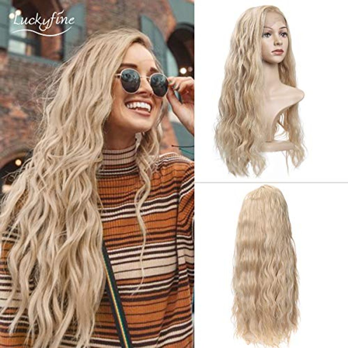 Product Peluca Larga Rubia Ondulada 24'' GLAMADOR - Frontal Encaje Peluca Larga Ondas