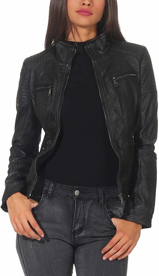 Product Malito Mujer Chaqueta Cuero Sintético Biker Chaqueta Saco Blazer 5179