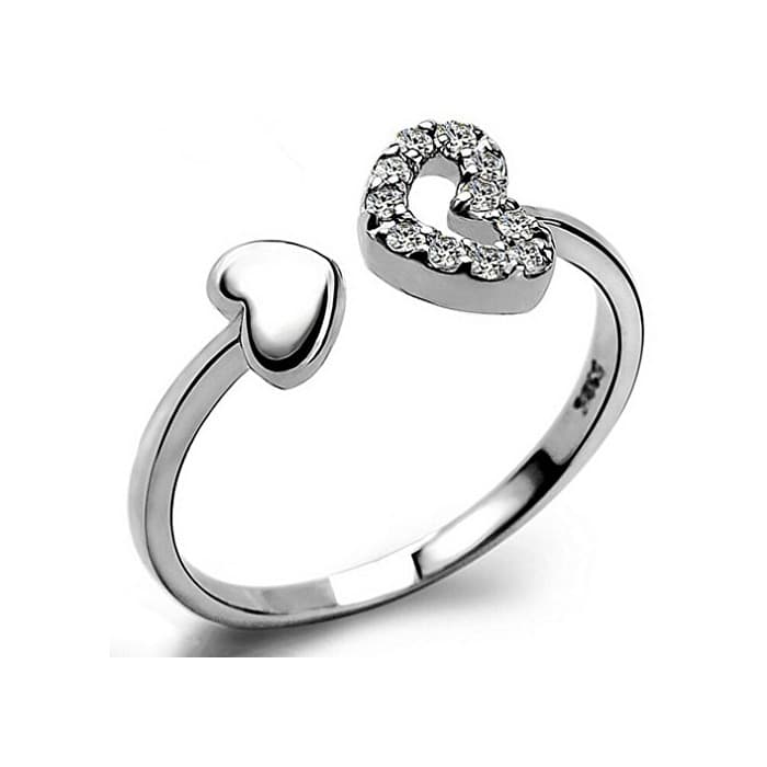 Producto Yazilind Joyas de plata esterlina corazón diseño anillo ajustable para las mujeres