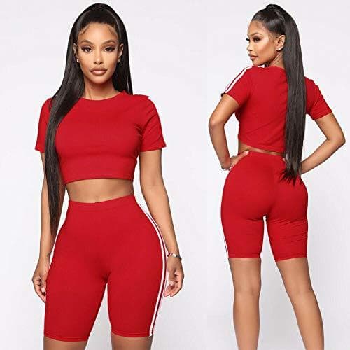 Product BKHBJ 2PCS Womens Yoga Set Crop Tops Leggings Shorts de Cintura Alta