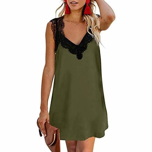 Fashion YOUCHAN Vestidos Mujer de Camiseta Suelto Casual Cuello Redondo Ocasional Sólida Mini