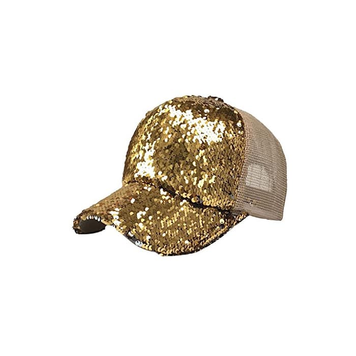 Product Lenfesh Gorra de béisbol de Lentejuelas Brillantes Snapback Sombrero de Verano para