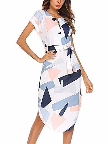 Product AJUMKER Vestido de Verano para Mujer Patrón geométrico Informal con Estampado de