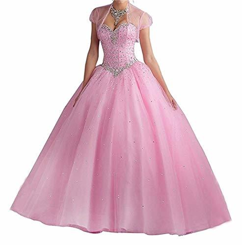 Product XUYUDITA Novia Prom Vestidos Largos Quinceanera Vestido con Lentejuelas de Cristal Rosa-34