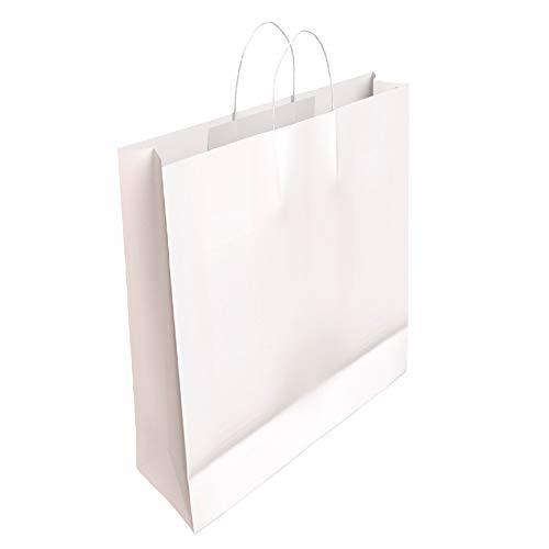 Product [CA4007] 50 x Bolsa de Papel Kraft Blanca con Asas Rizadas 32