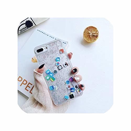 Product Cute Apps Icon Emoji Liquid Glitter - Carcasa rígida para iPhone 6