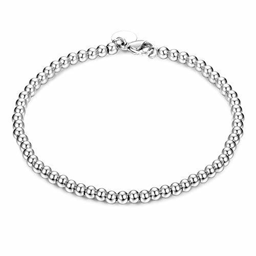 Producto sailimue Acero Inoxidable Pulseras Charm Niñas Mujer Bola Cuentas Pulseras Plata Cadena