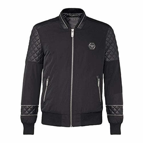 Lugar Philipp Plein "Elizar Chaqueta de Cuero Negro Meduim Black