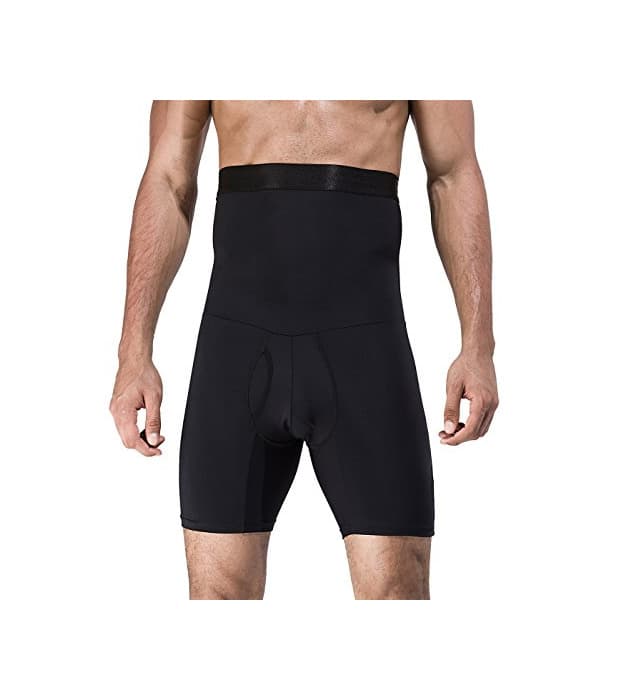 Product NOVECASA Pantalones Cortos de Compresión para Hombre con Faja Moldeadora Abdominal Plano