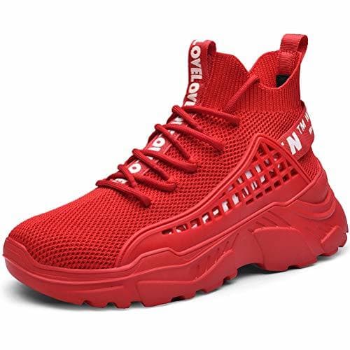 Product XIDISO Hombre Zapatillas Moda High-Top Sneaker Casuales con Cordones Correr Zapatos Caminar