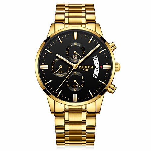 Lugar Relojes Hombre Cronógrafo Reloj de Pulsera Calendario con Correa de Acero Inoxidable