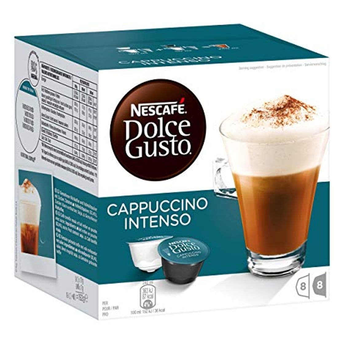 Producto Nescafé Dolce Gusto Cappuccino Intenso, Cápsulas, Café con Leche, Café, 96 Cápsulas