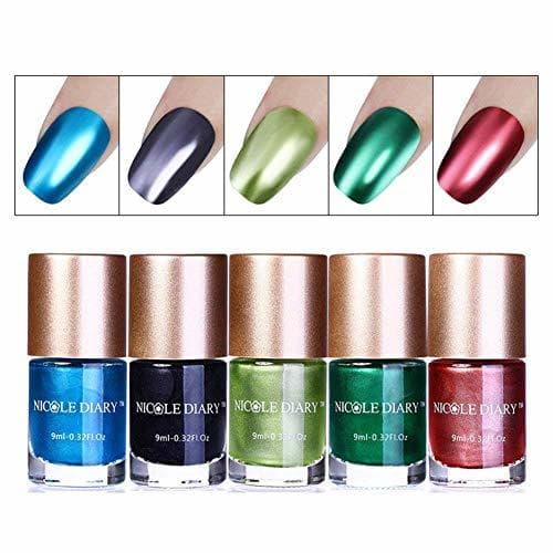 Producto NICOLE DIARY 5 botellas de esmalte de uñas metálico efecto espejo laca