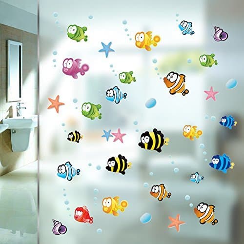 Product Zooarts Ocean Sea Bubble Fishes Removable Space Bathroom Window Wall Sticker Decals